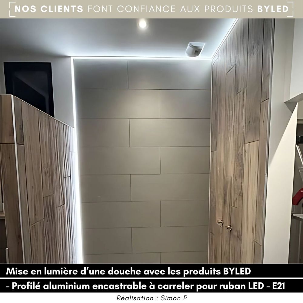 Profilé aluminium encastrable à carreler pour ruban LED - Diffuseur givré - E21 - CRAFT - Vue supplémentaire