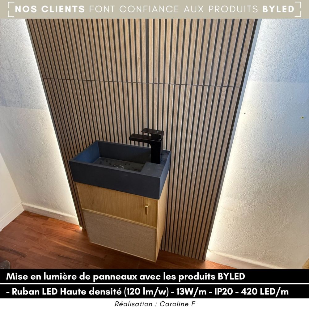 Ruban LED Haute densité (120 lm/w) - 13W/m - IP20 - Blanc - 420 LED/m - 2216+ - 5m - 24V - Vue supplémentaire