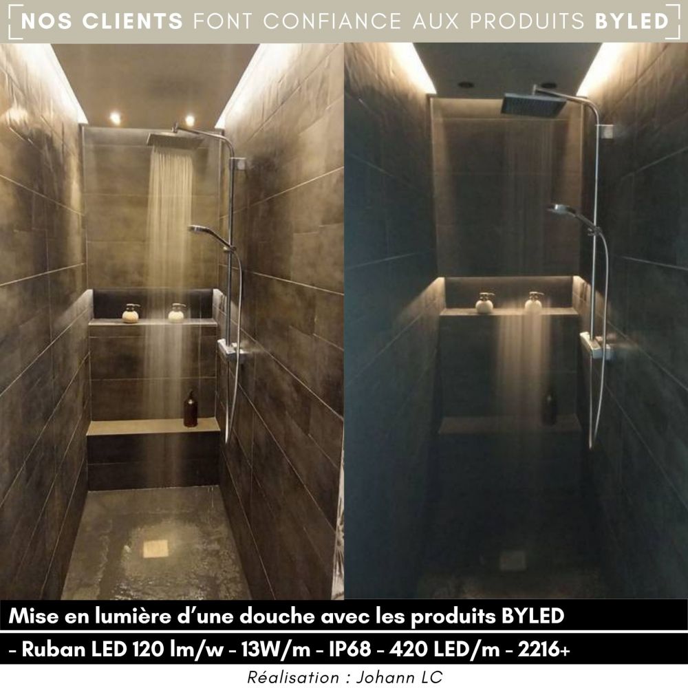 Ruban LED Haute densité (120 lm/w) - 13W/m - IP68 - Blanc - 420 LED/m - 2216+ - 5m - 24V - Vue supplémentaire