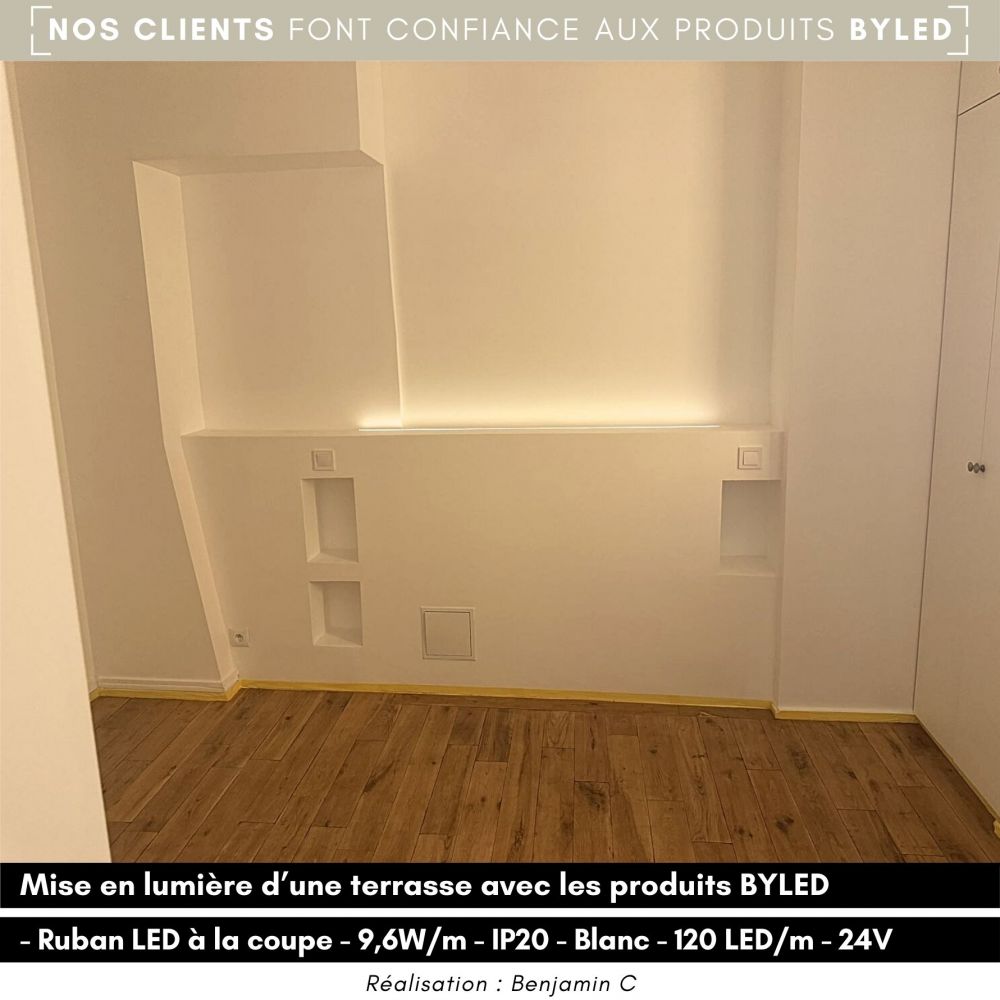 Ruban LED à la coupe - 9,6W/m - IP20 - Blanc - 120 LED/m - 24V - Vue supplémentaire