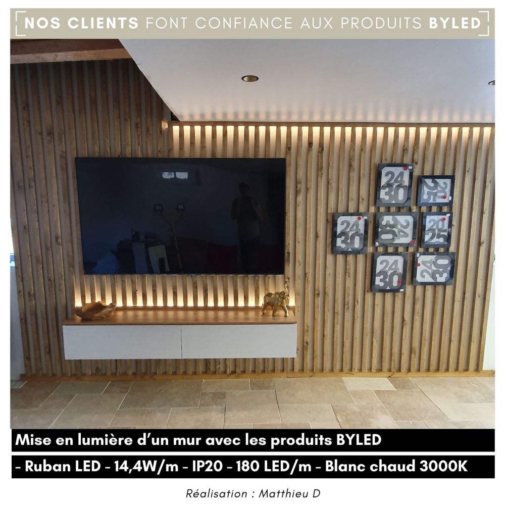 Ruban LED à la coupe - 14,4W/m - IP20 - Blanc - 180 LED/m - 24V - Vue supplémentaire