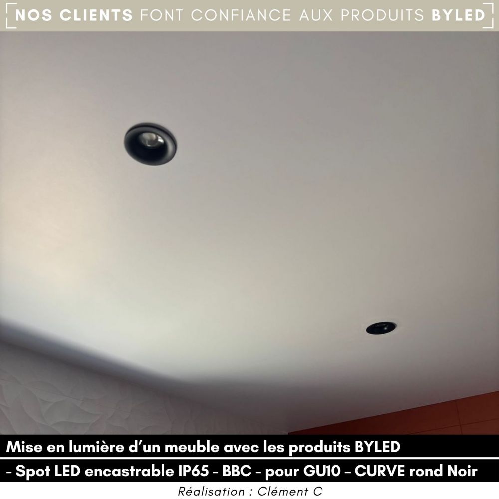 Spot LED encastrable IP65 - BBC - pour LED GU10 – CURVE rond – Noir - Vue supplémentaire