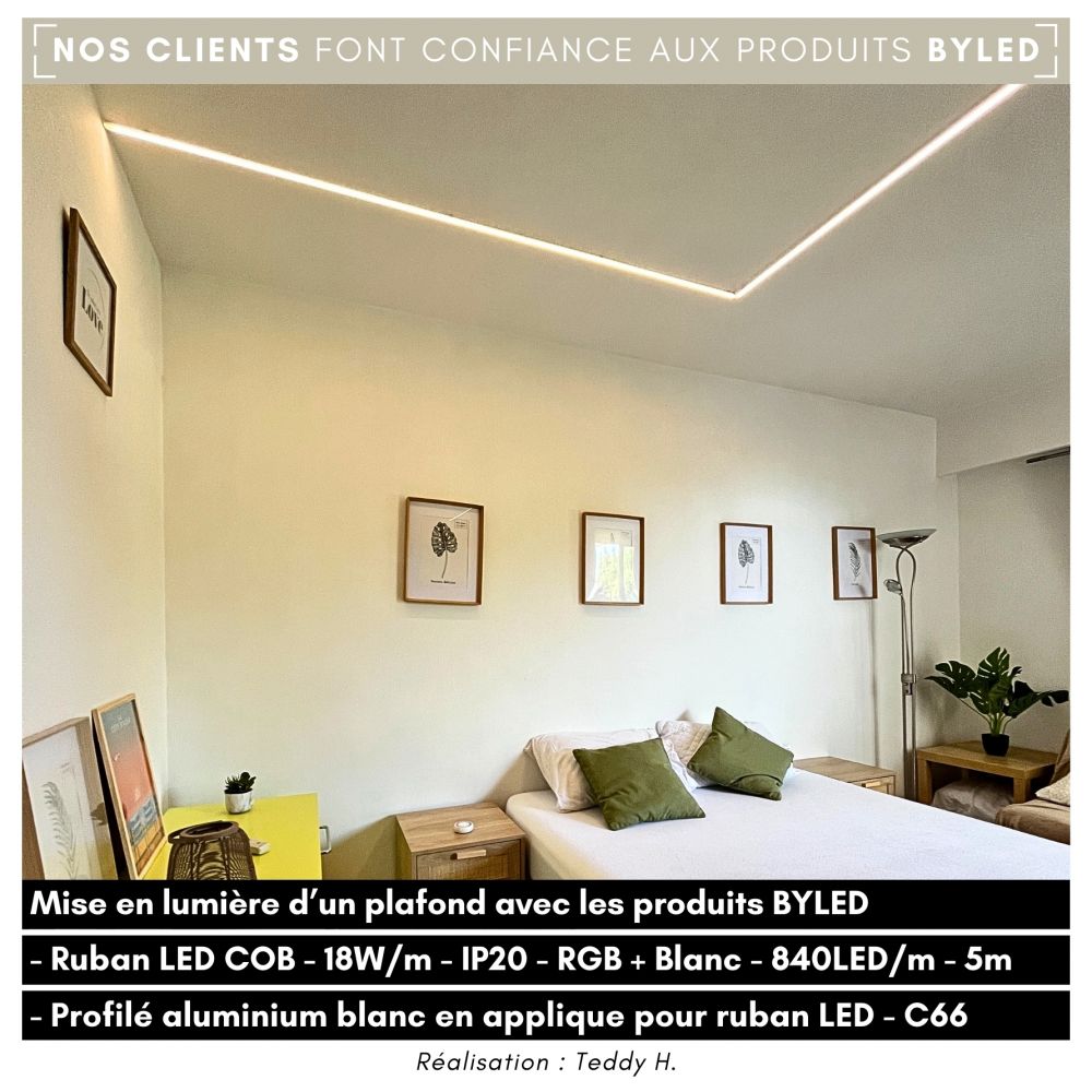 Ruban LED COB RGB & Blanc chaud - 18W/m - IP20 - 784LED/m - 5m - 24V - Vue supplémentaire