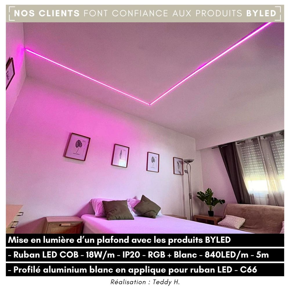 Ruban LED COB RGB & Blanc chaud - 18W/m - IP20 - 784LED/m - 5m - 24V - Vue supplémentaire