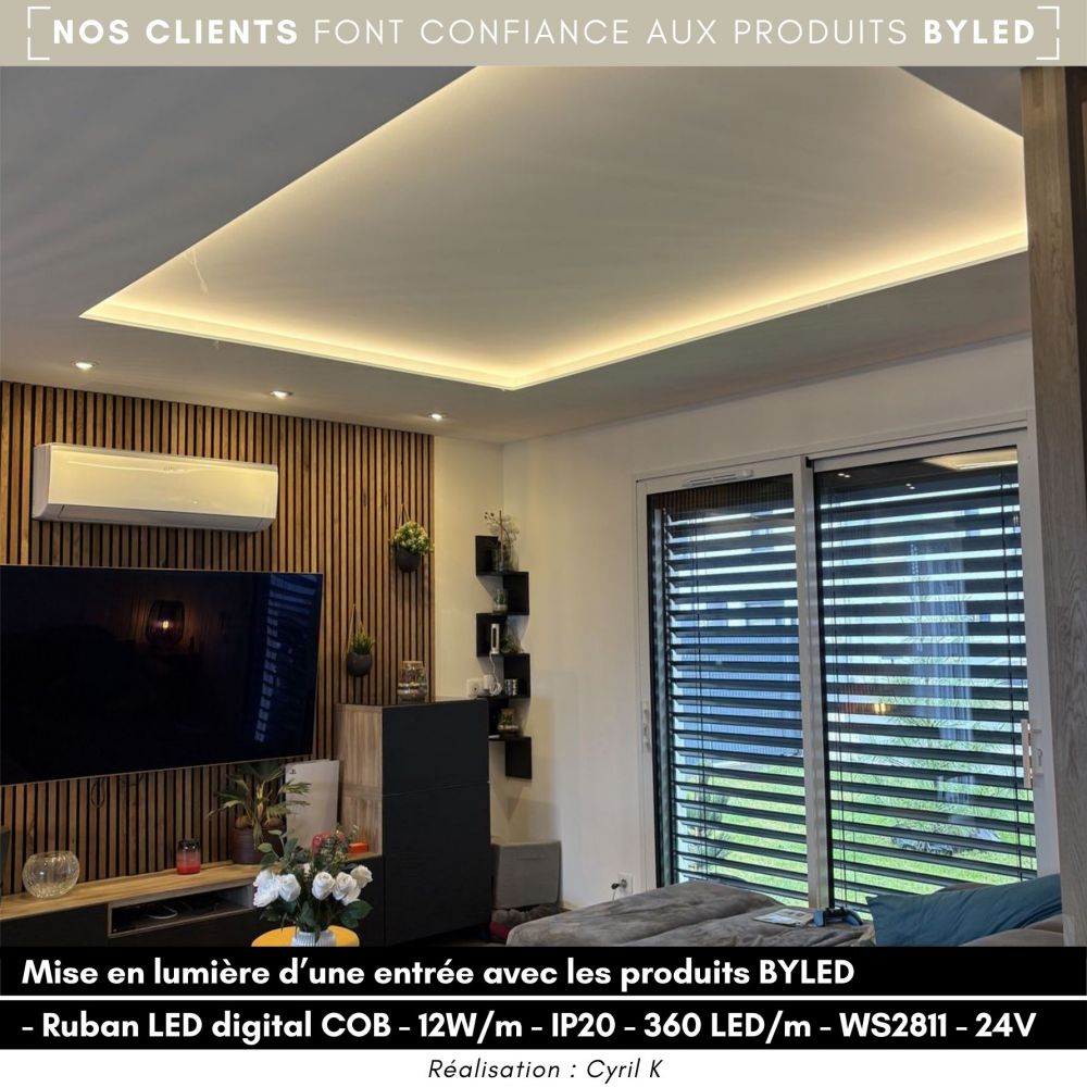 Ruban LED digital COB - 12W/m - IP20 - 360 LED/m - WS2811 - 5m - 24V - Vue supplémentaire