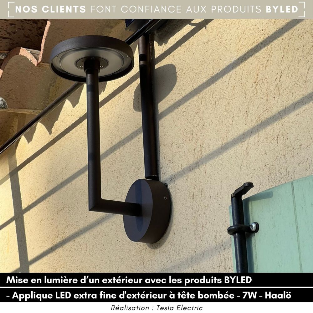 Applique LED extra fine d'extérieur à tête bombée - 7W - 230V - Noir - HAALÖ - Vue supplémentaire