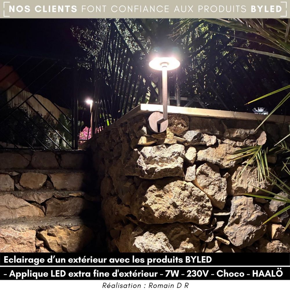 Applique LED extra fine d'extérieur à tête bombée - 7W - 230V - Chocolat - HAALÖ - Vue supplémentaire