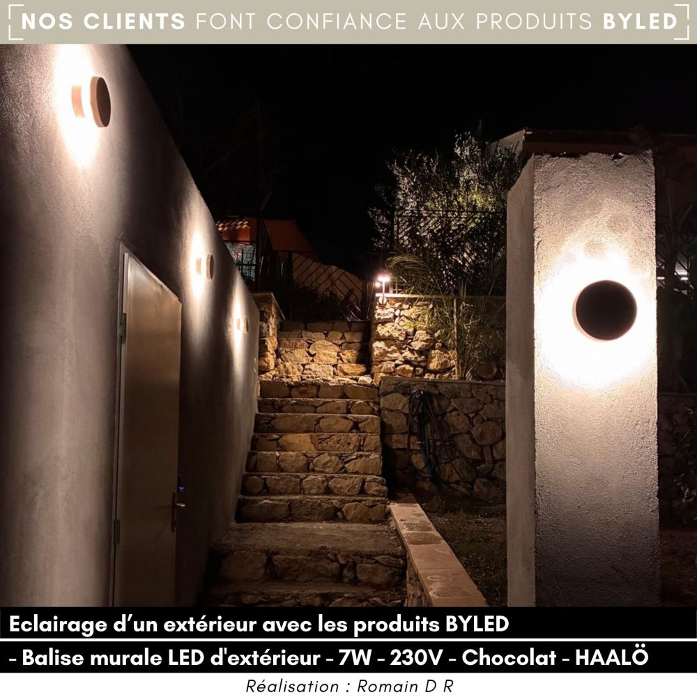 Balise murale LED d'extérieur à tête bombée - 7W - 230V - Chocolat - HAALÖ - Vue supplémentaire