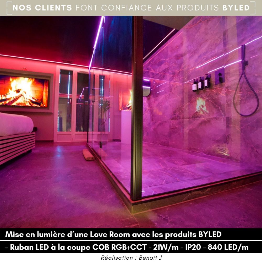 Ruban LED à la coupe COB RGB+CCT - 21W/m - IP20 - 840 LED/m - 24V - Vue supplémentaire