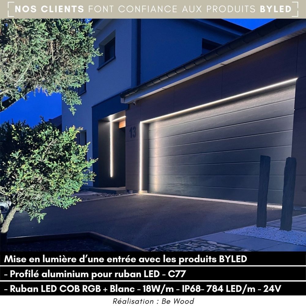 Ruban LED COB RGB + Blanc - 18W/m - IP68- 784 LED/m - 5m - 24V - Vue supplémentaire