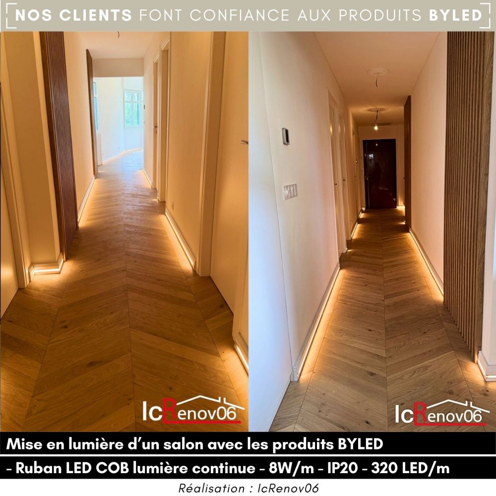 Ruban LED COB Haute luminosité (125lm/W) - 8W/m - IP20 - Blanc - 320LED/m - 5m - 24V - Vue supplémentaire