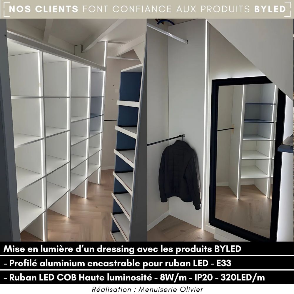 Profilé aluminium encastrable pour ruban LED - E33 - CRAFT - Vue supplémentaire