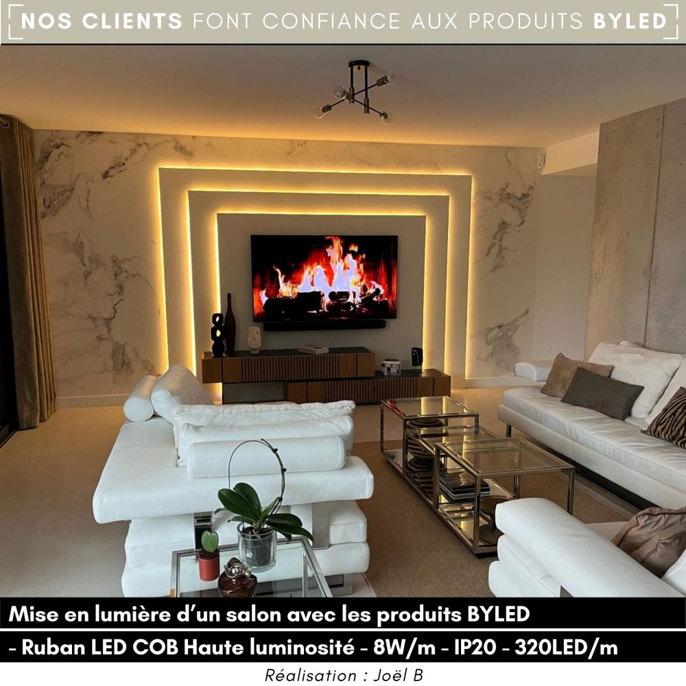 Ruban LED COB Haute luminosité (125lm/W) - 8W/m - IP20 - Blanc - 320LED/m - à la coupe - 24V - Vue supplémentaire