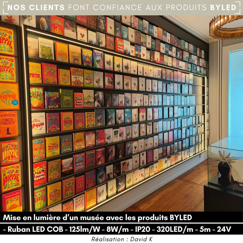 Ruban LED COB Haute luminosité (125lm/W) - 8W/m - IP20 - Blanc - 320LED/m - à la coupe - 24V - Vue supplémentaire