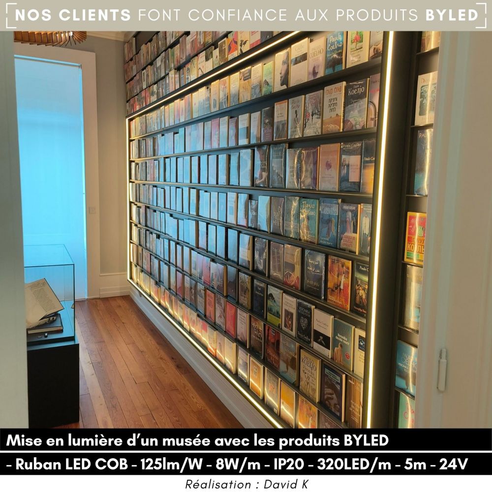 Ruban LED COB Haute luminosité (125lm/W) - 8W/m - IP20 - Blanc - 320LED/m - à la coupe - 24V - Vue supplémentaire