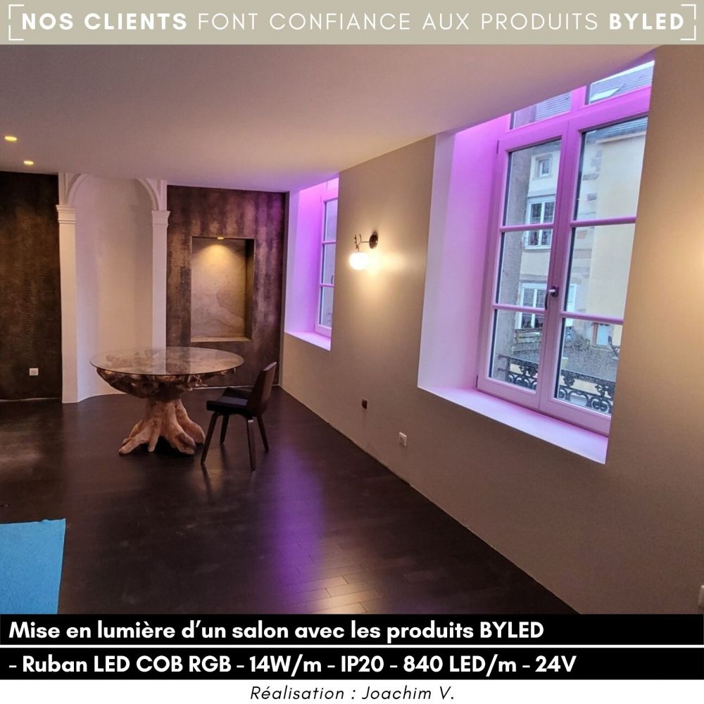 Ruban LED COB RGB - 14W/m - IP20- 840 LED/m - 5m - 24V - Vue supplémentaire