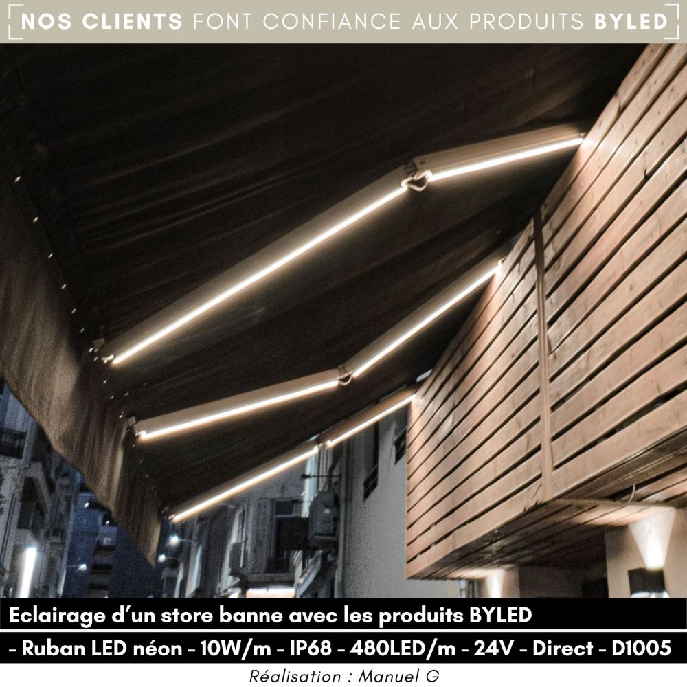 Ruban LED néon - 10W/m - IP68 - 480LED/m - 24V - Direct - D1005 - à la coupe - Vue supplémentaire