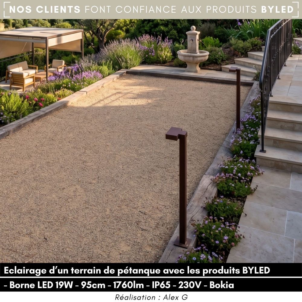 Borne LED d'extérieur 18W à éclairage latéral - 65 cm - Corten - BOKIA - Vue supplémentaire
