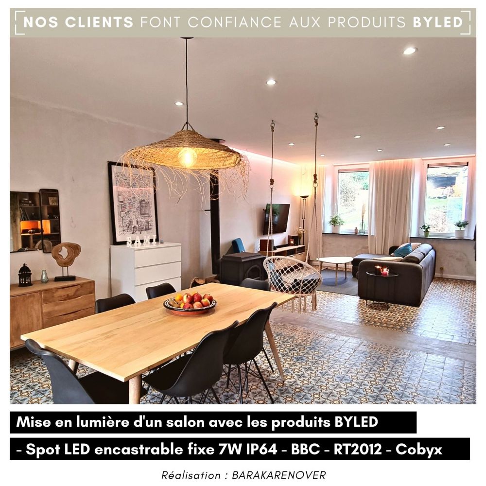 Spot LED encastrable fixe 7W IP64 - BBC - RT2012 - Cobyx - Vue supplémentaire