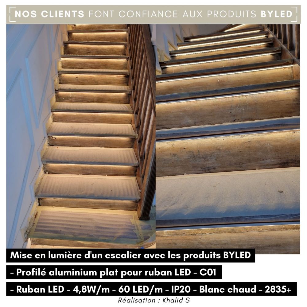 Profilé aluminium blanc plat pour ruban LED - C01 - CRAFT - Vue supplémentaire