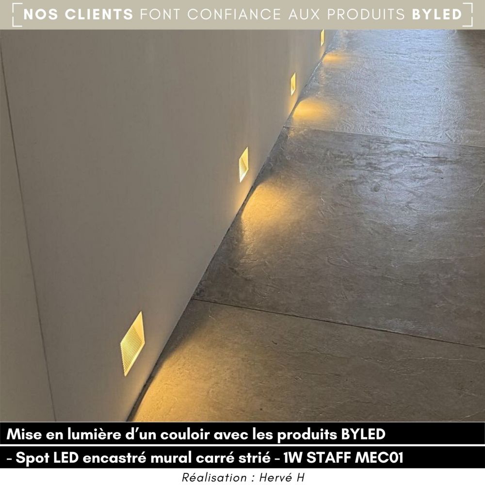 Spot LED encastré mural carré strié - 1W STAFF MEC01 - Vue supplémentaire