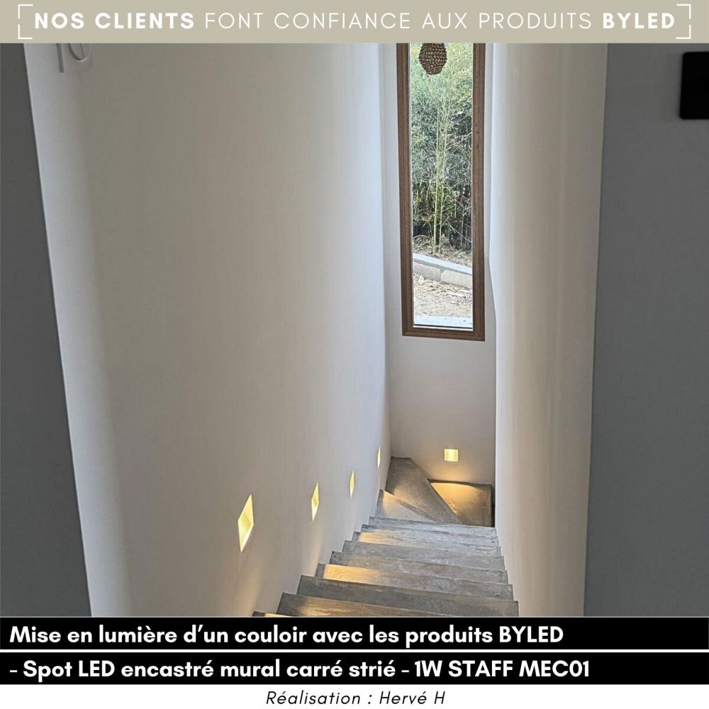Spot LED encastré mural carré strié - 1W STAFF MEC01 - Vue supplémentaire