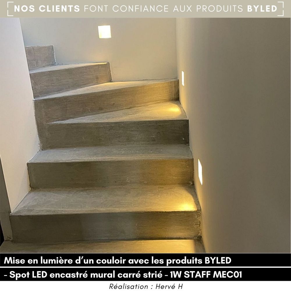 Spot LED encastré mural carré strié - 1W STAFF MEC01 - Vue supplémentaire