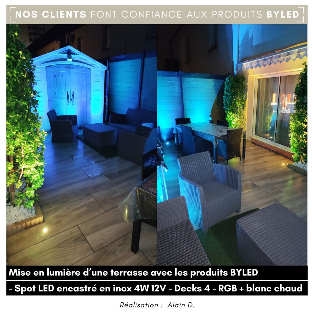 Spot LED encastré de sol RGBW - 4W - 12V - Inox - DECKS 4 - Vue supplémentaire