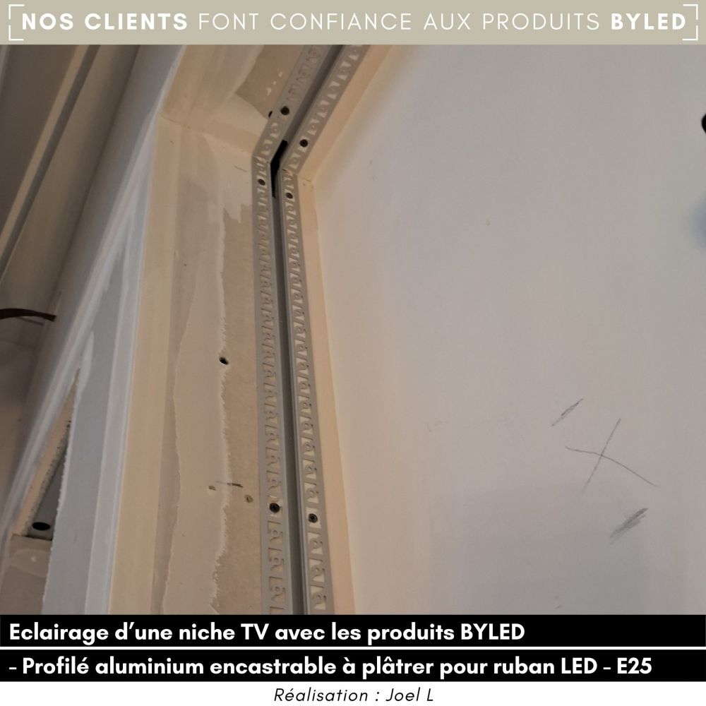 Profilé aluminium encastrable à plâtrer pour ruban LED - Diffuseur givré - E25 - CRAFT - Vue supplémentaire