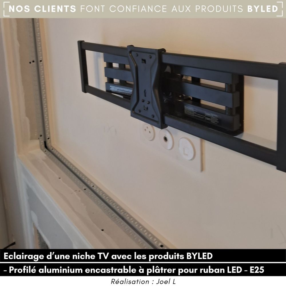 Profilé aluminium encastrable à plâtrer pour ruban LED - Diffuseur givré - E25 - CRAFT - Vue supplémentaire