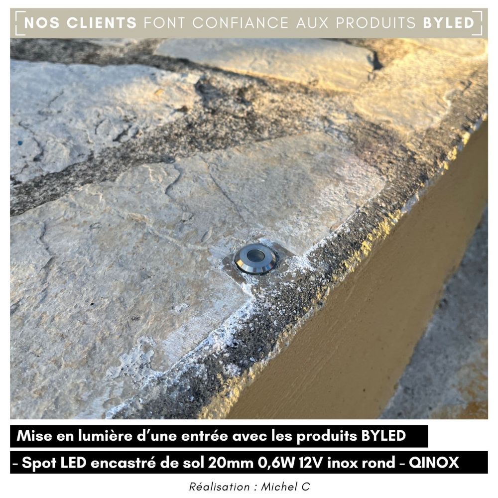 Spot LED encastré de sol rond 20mm - 0,6W - 12V - Inox - QINOX - Vue supplémentaire