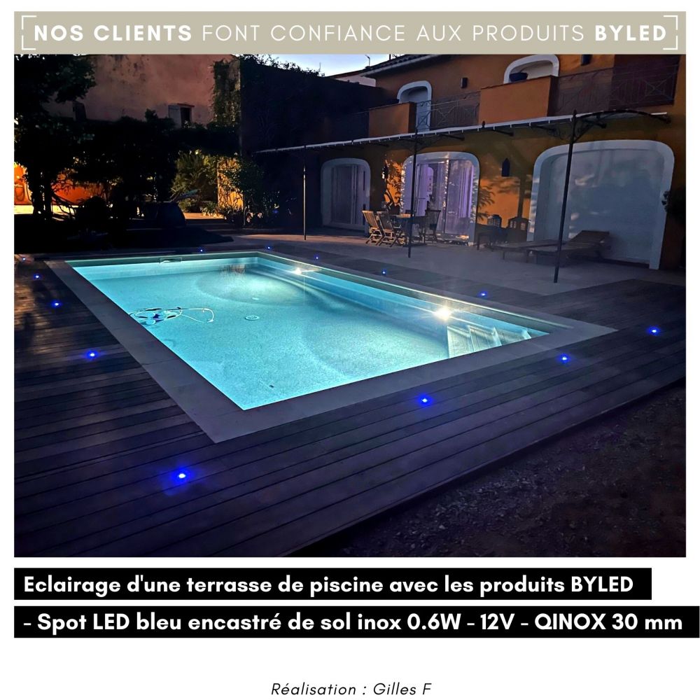 Spot LED encastré de sol rond 30mm - 0,6W - 12V - Inox - QINOX - Vue supplémentaire